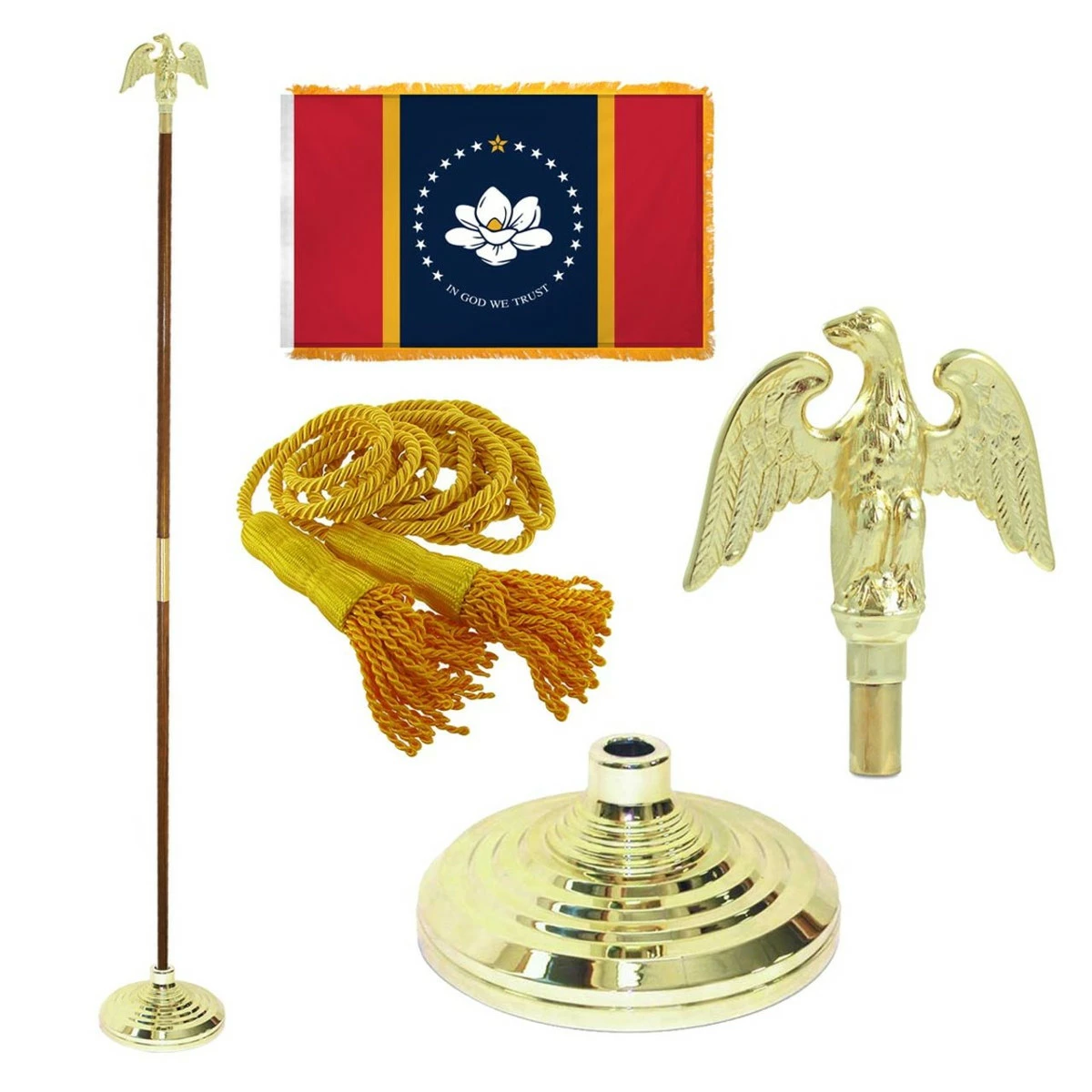 Super Tough Mississippi 3ft X 5ft Flag, Flagpole, Base, And Optional Tassel