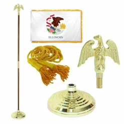 Super Tough Illinois 3ft X 5ft Flag, Flagpole, Base, And Optional Tassel
