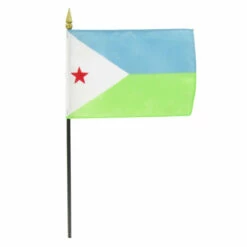 Djibouti 4" X 6" Stick Flag