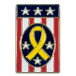 Rectangle Yellow Ribbon Lapel Pin - 3/4" X 1/2"