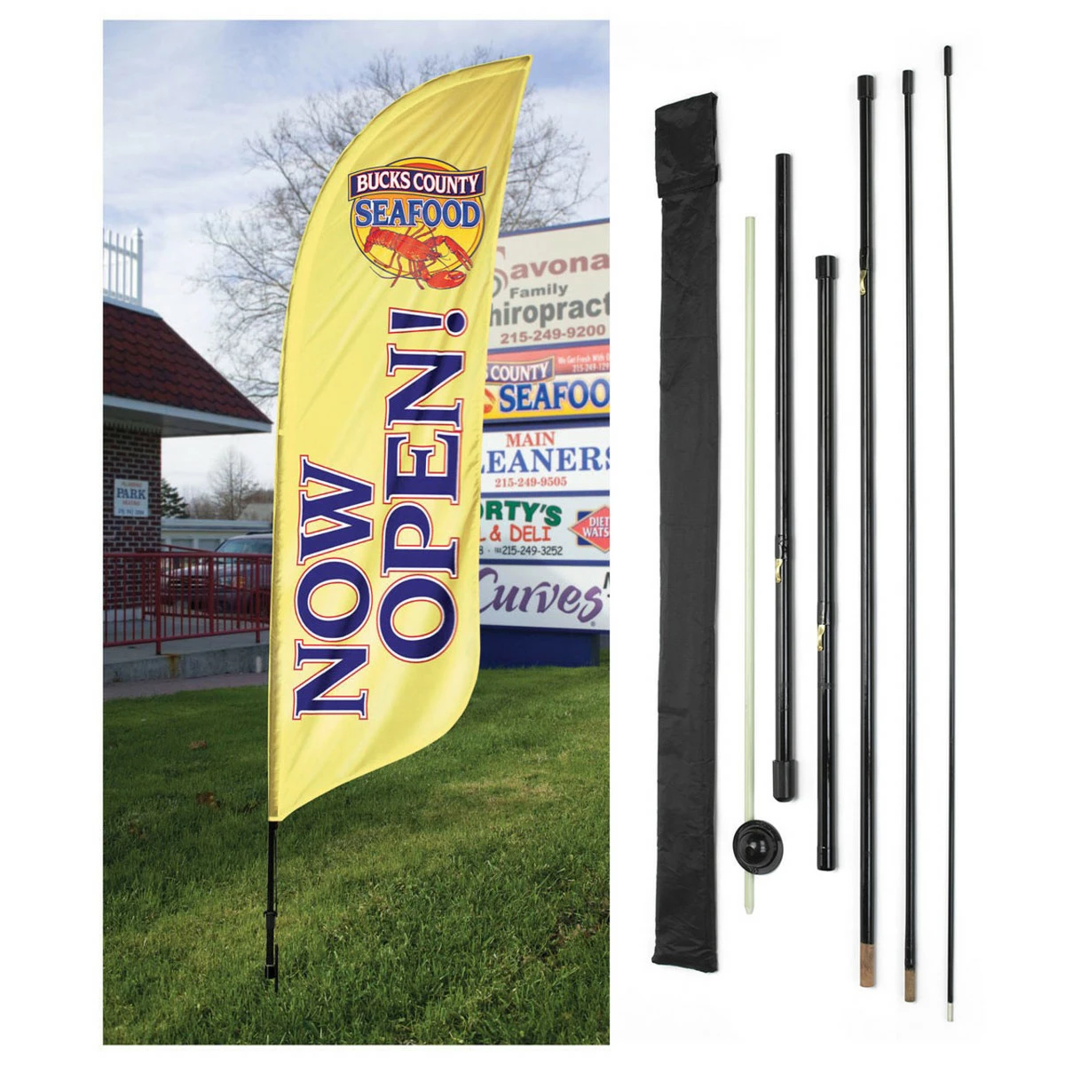 Blade And Teardrop Black Pole With Spike - 16ft