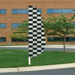 Feather Banner Flag - Checkered - 12ft X 26in