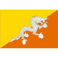 Bhutan 4" X 6" Stick Flag