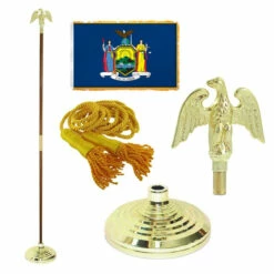 Super Tough New York 4ft X 6ft Flag, Telescoping Flagpole, Base, And Optional Tassel