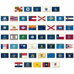 Set Of 50 State Flags 3x5ft With Indoor Pole Hem And Fringe