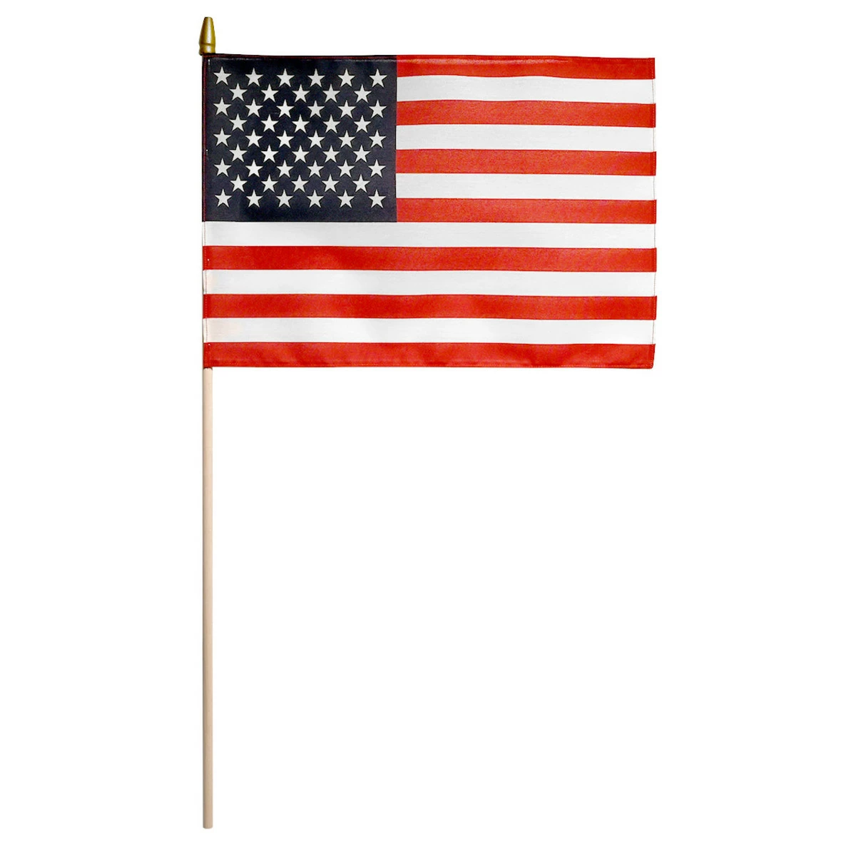 Super Tough US Stick Flag 12"x18" 30" X 3/8" Sewn Edges -US Made