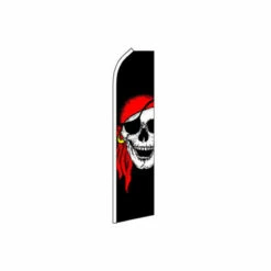 Red Bandana Jolly Roger Swooper Flag - 11.5ft X 2.5ft