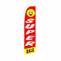 Super Sale Swooper Flag - Happy Face - 11.5ft X 2.5ft