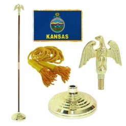 Super Tough Kansas 4ft X 6ft Flag, Telescoping Flagpole, Base, And Optional Tassel