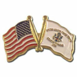 US And Coast Guard Flag Lapel Pin - 1.25" - 1.25" X 1/2"