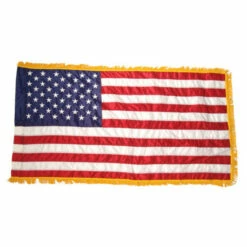 Indoor American 3' X 5' Nylon Flag With Pole Hem And Fringe - US Made