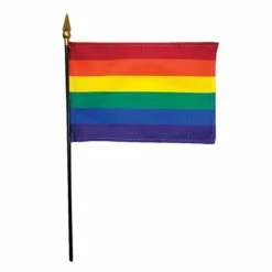 Rainbow 4x6 Inch Empire Brand Stick Flag With Gilt Spear