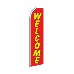 Welcome Swooper Flag - Red & Yellow - 11.5ft X 2.5ft